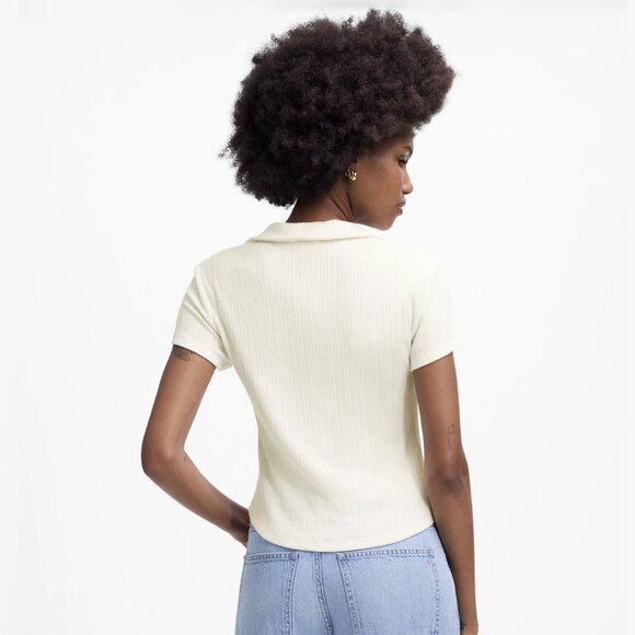 Madewell Ribbed V-Neck Polo Tee – Lighthouse – Size Medium - Picture 7 of 7